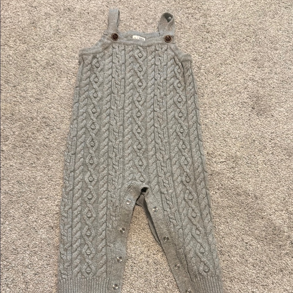 Janie and Jack Gray Knit Cable Romper